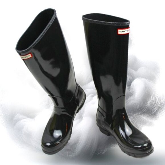 Hunter Shoes - Hunter Tall High Gloss Black All Weather Rain Boot, Size 6